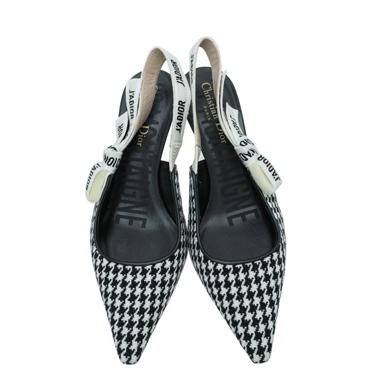 Christian Dior Bicolor J'ADIOR Houndstooth Wool Embroidered Slingback 37-Christian Dior-THE CLOSET