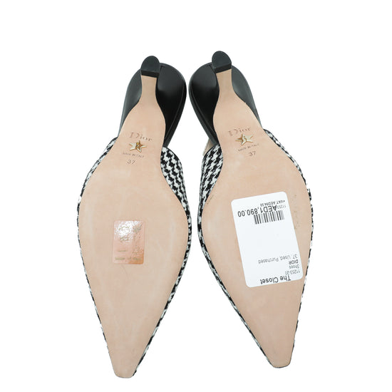 Christian Dior Bicolor J'ADIOR Houndstooth Wool Embroidered Slingback 37-Christian Dior-THE CLOSET