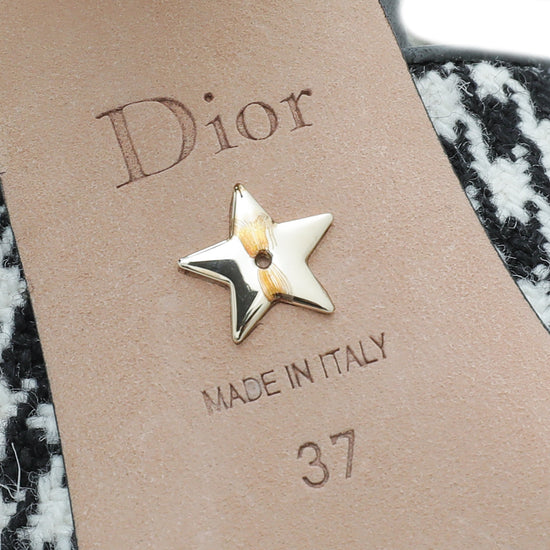 Christian Dior Bicolor J'ADIOR Houndstooth Wool Embroidered Slingback 37-Christian Dior-THE CLOSET