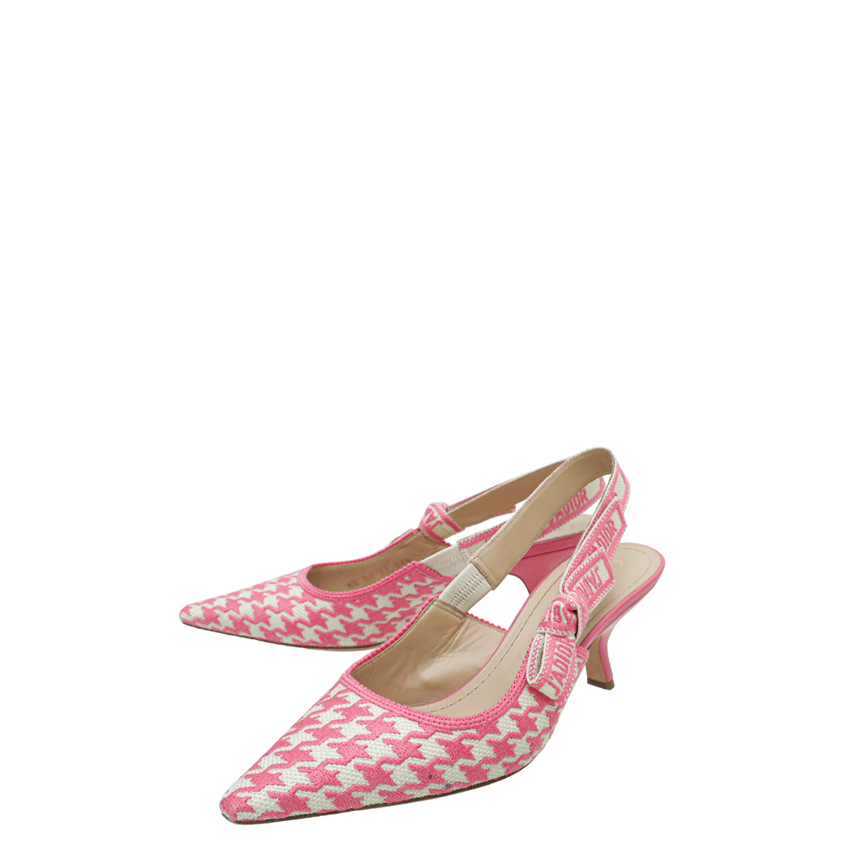 Christian Dior Bicolor J'adior Houndstooth Embroidered Slingback 38.5