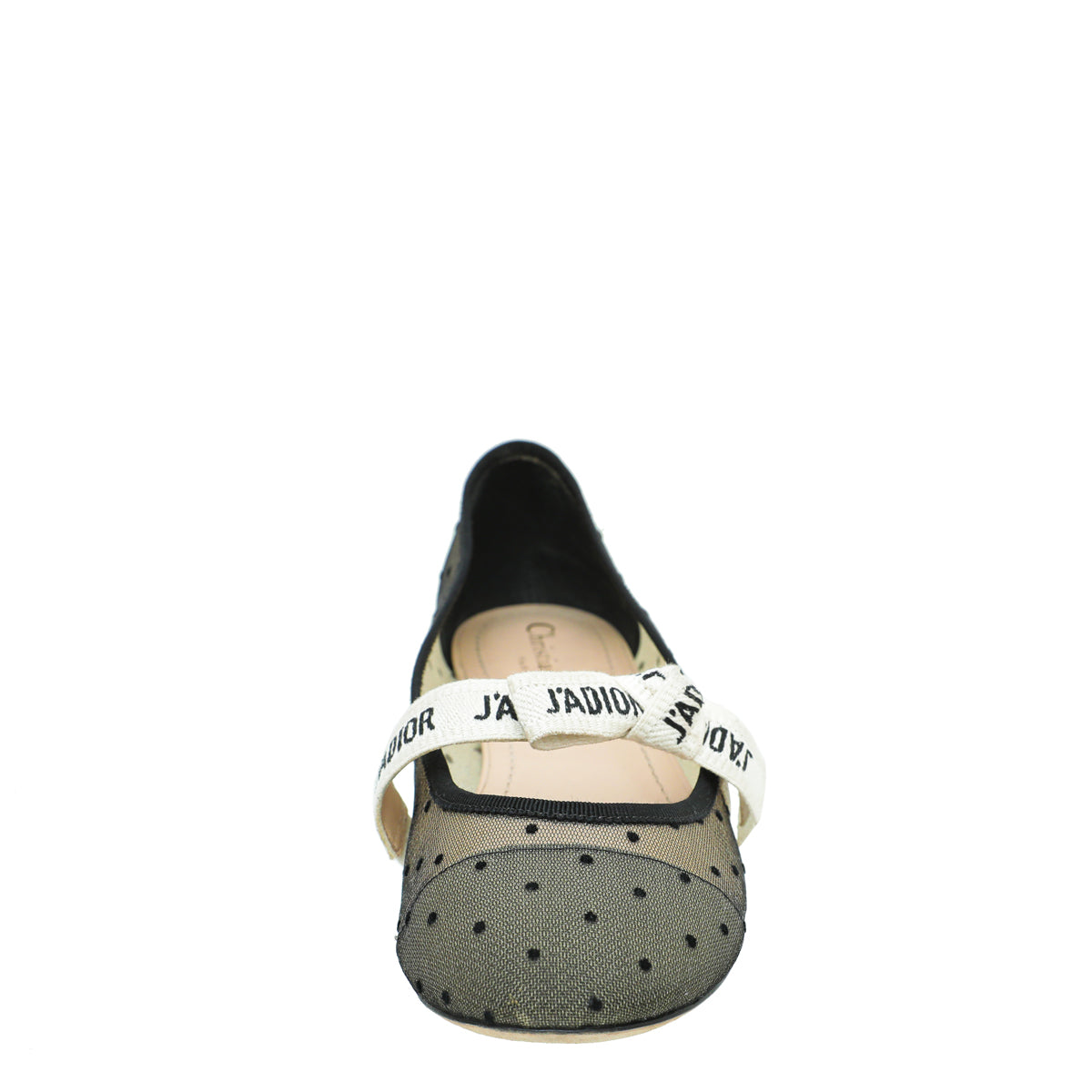 Christian Dior Black Miss J'adior Mesh Dot Flat Ballerina 39.5-Christian Dior-THE CLOSET