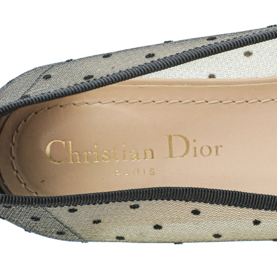 Christian Dior Black Miss J'adior Mesh Dot Flat Ballerina 39.5