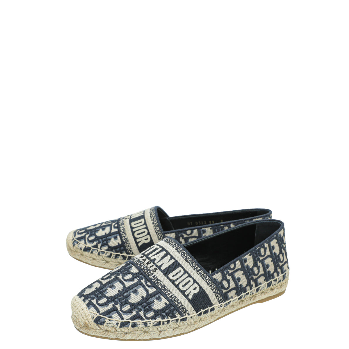 Christian Dior Navy Blue Oblique Embroidered Granville Espadrille 39-Christian Dior-THE CLOSET