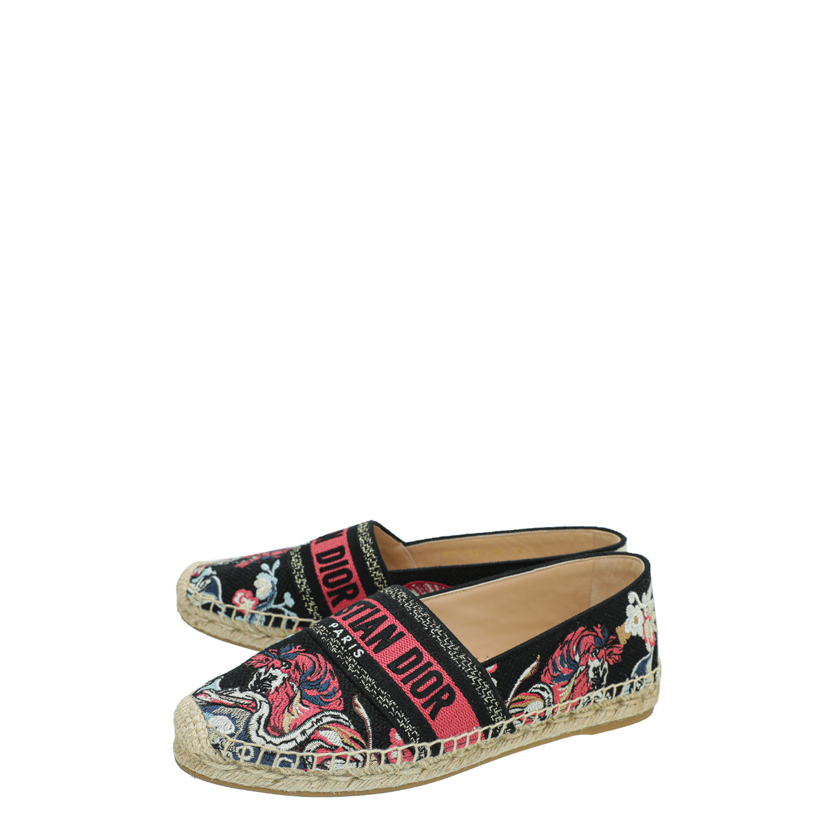Christian Dior Black Multicolor Mille Fleurs Embroidered Granville Espadrille 39-Christian Dior-THE CLOSET