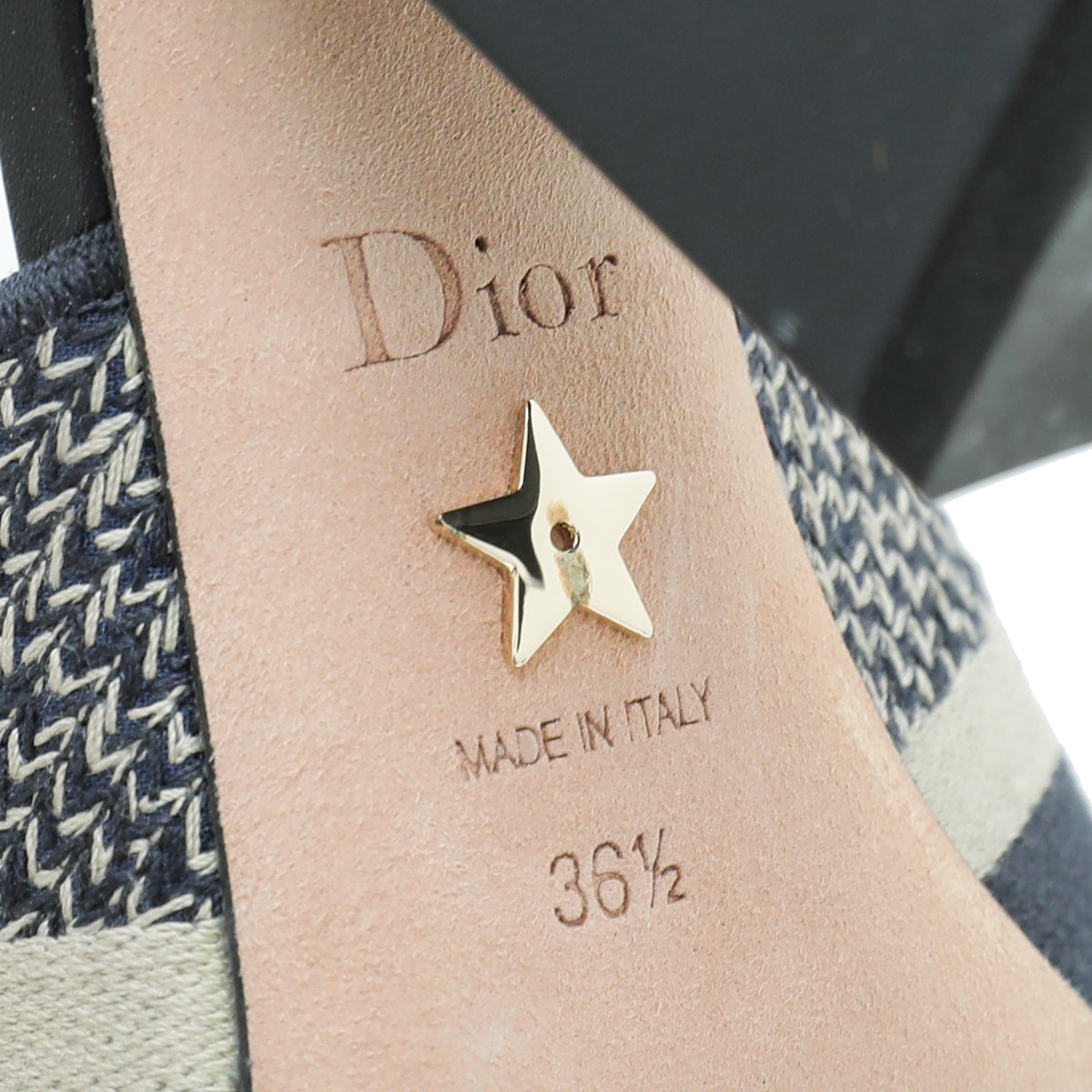 Christian Dior Navy Blue Dway Embroidered Cotton Heeled Mules 36.5-Christian Dior-THE CLOSET