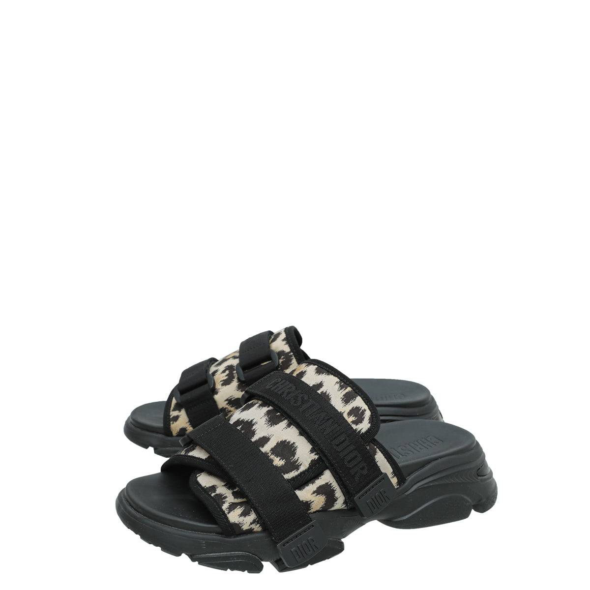 Christian Dior Bicolor D-Wander Leopard Slide Technical Fabric Sandal 39-Christian Dior-THE CLOSET