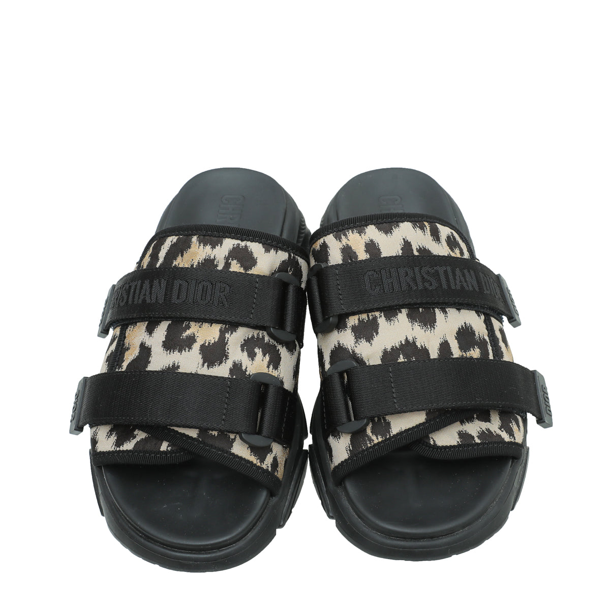 Christian Dior Bicolor D-Wander Leopard Slide Technical Fabric Sandal 39-Christian Dior-THE CLOSET