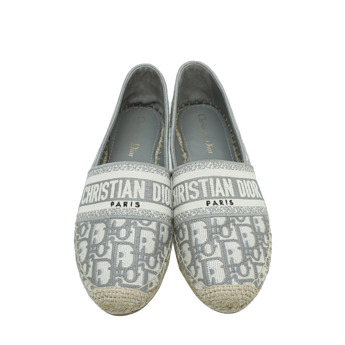 Christian Dior Grey Oblique Embroidered Granville Espadrille 39-Christian Dior-THE CLOSET