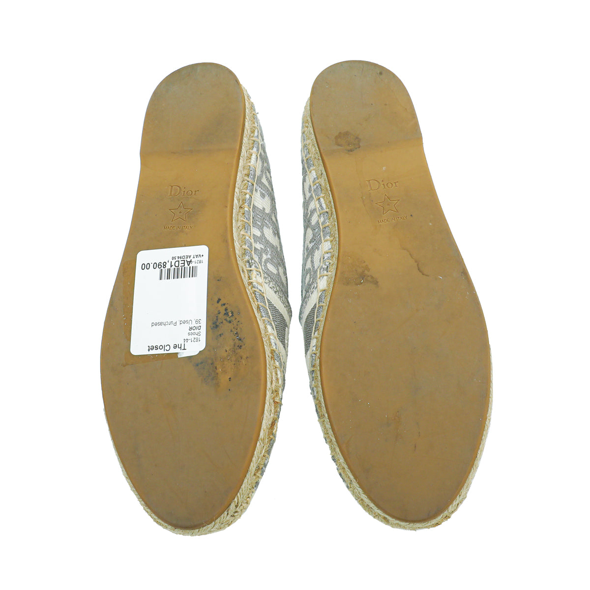 Christian Dior Grey Oblique Embroidered Granville Espadrille 39-Christian Dior-THE CLOSET