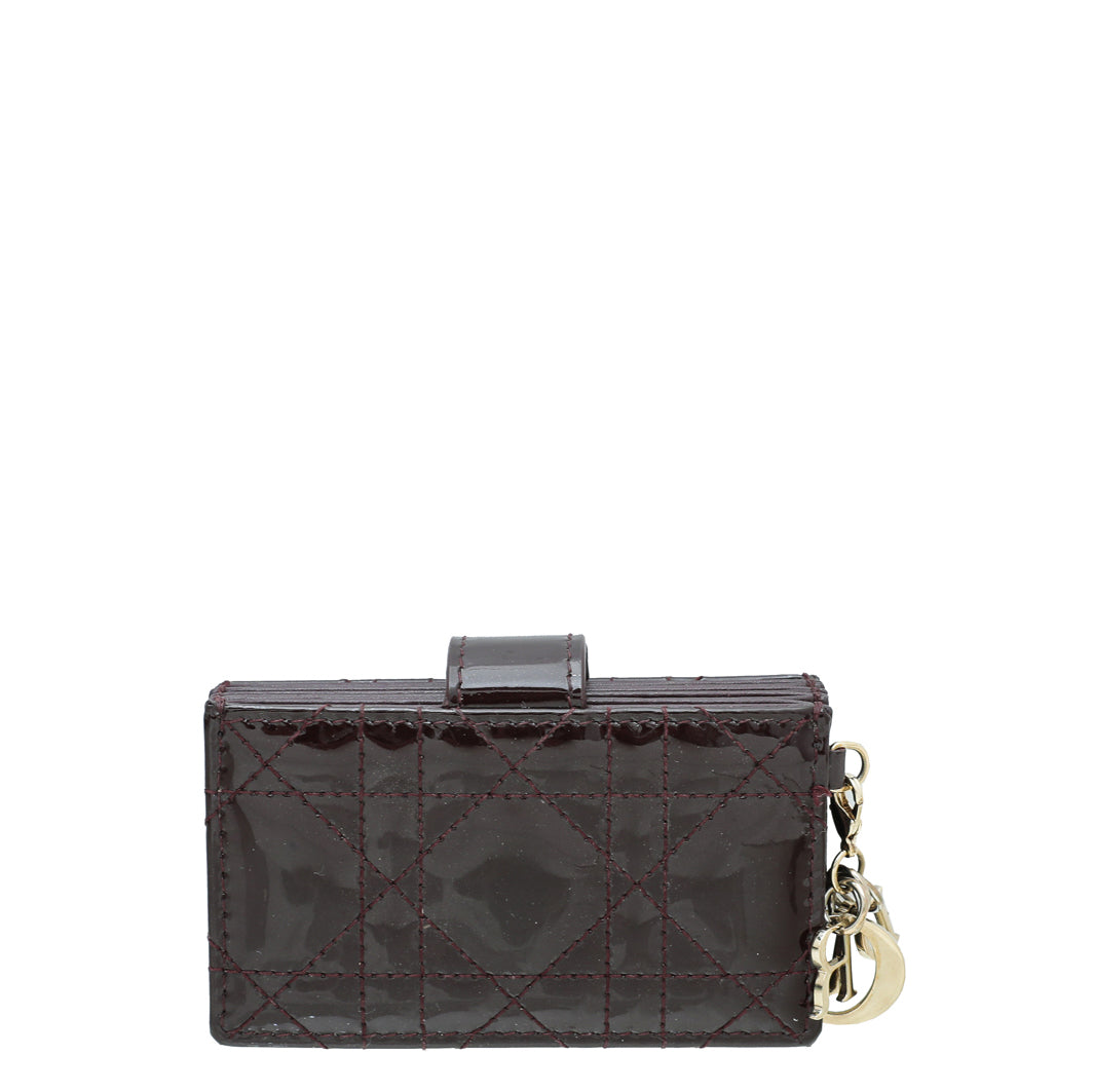 Christian Dior Amarante Lady Dior Gusset Card Holder-Christian Dior-THE CLOSET