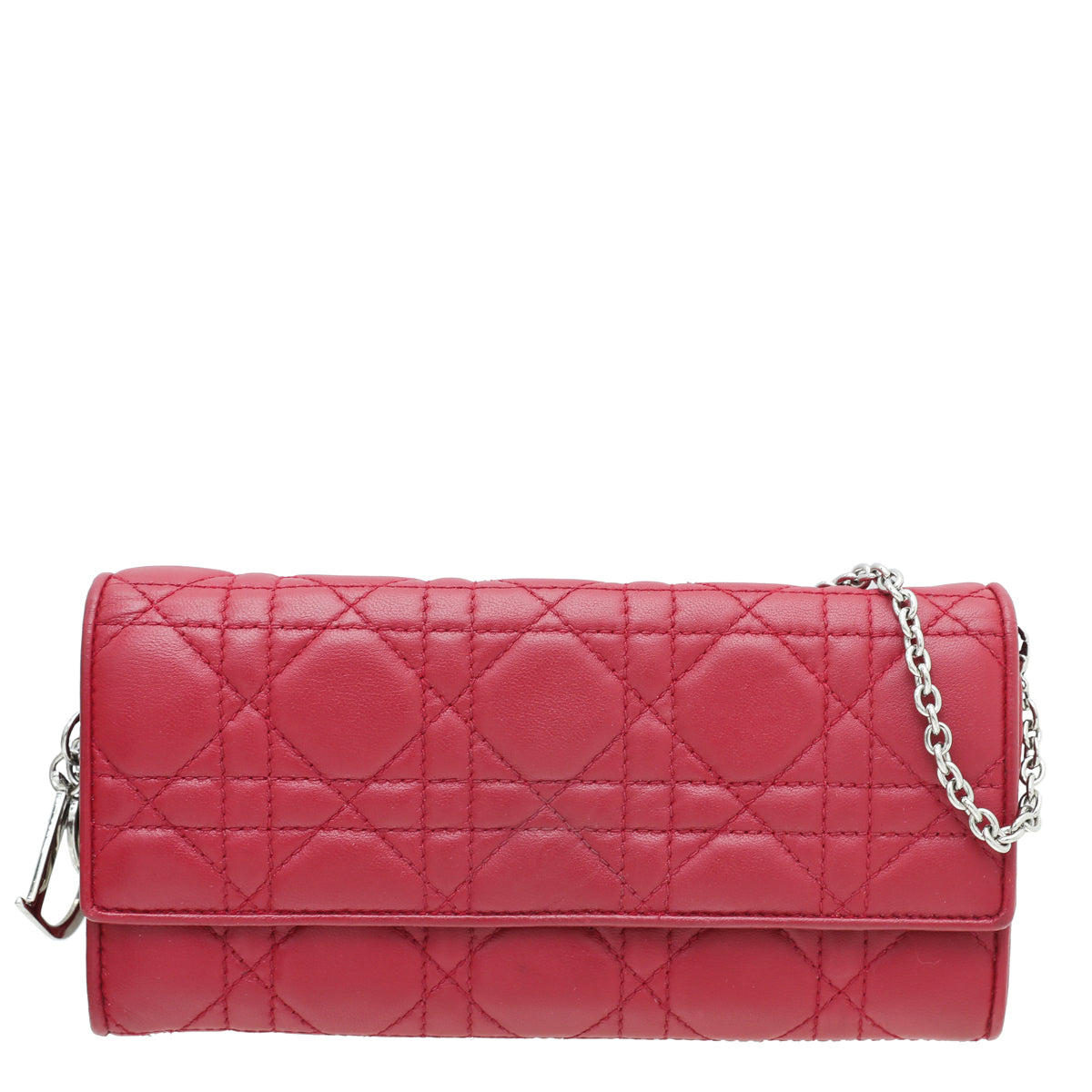 Christian Dior Red Lady Dior Rendezvous Chain Wallet