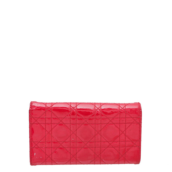 Christian Dior Red Lady Dior Chain Wallet