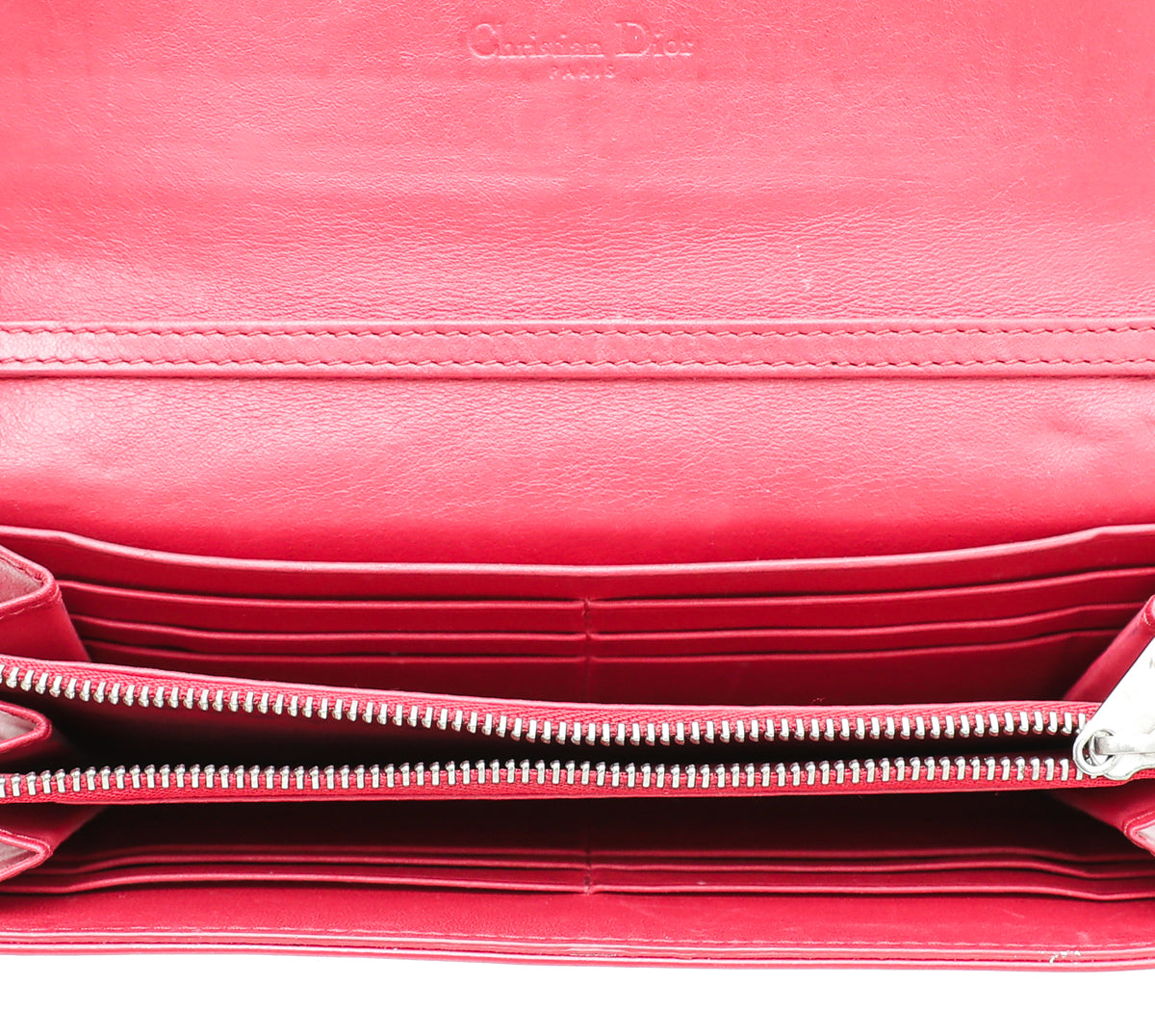 Christian Dior Red Lady Dior Chain Wallet