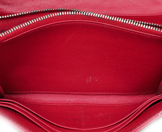 Christian Dior Red Lady Dior Chain Wallet