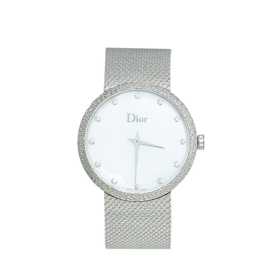 Dior La D De Diamond Stainless Steel  Satin Strap Watch  Lyst