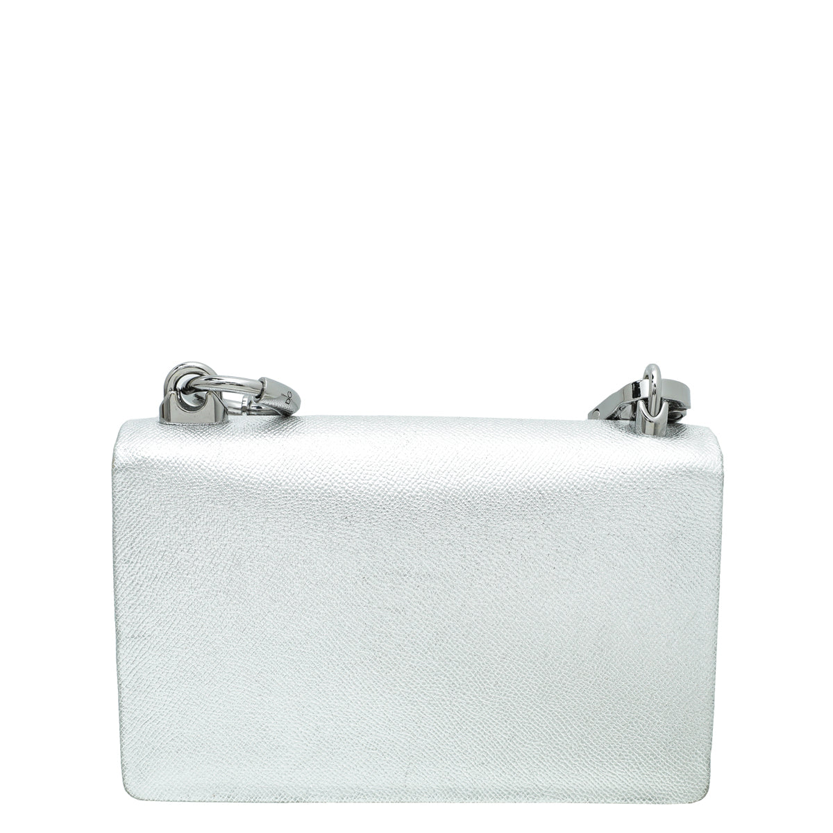 Dolce & Gabbana Metallic Silver DG Girls Hashtag Logo Metallic Chain Flap Bag-Dolce & Gabbana-THE CLOSET
