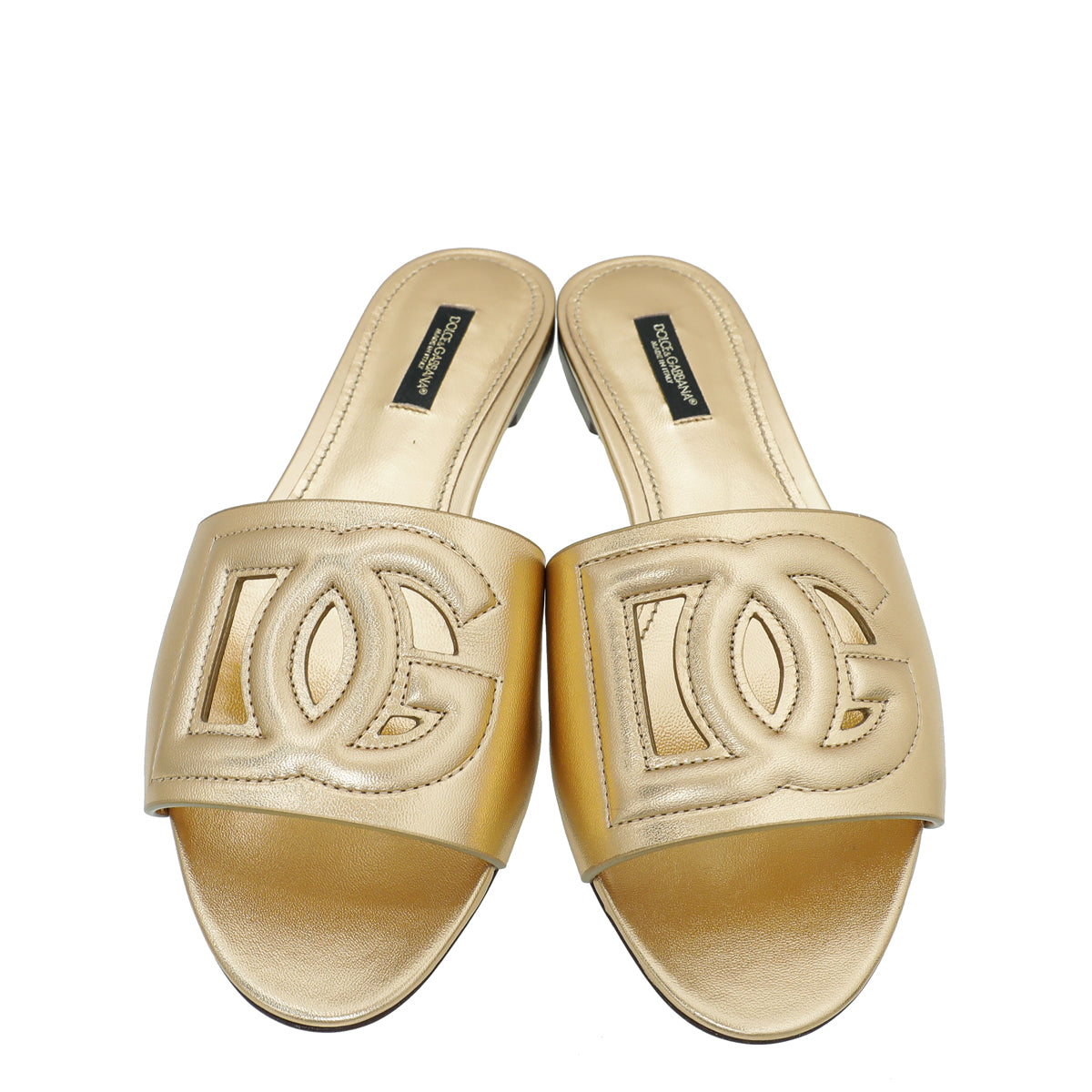 Dolce & Gabbana Gold DG Cutout Slide Sandal 38