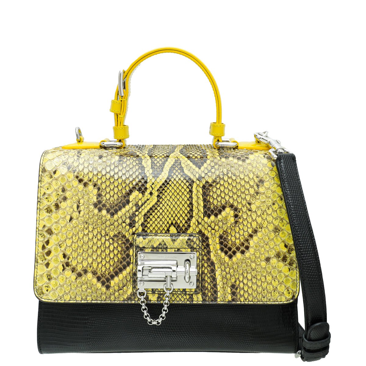 Dolce & Gabbana Bicolor Python Lizard Miss Monica Print Flap Bag-Dolce & Gabbana-THE CLOSET