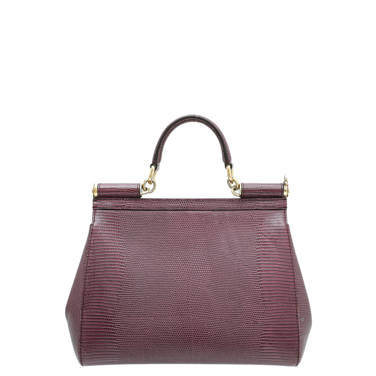 Dolce & Gabbana Burgundy Iguana Print Sicily Medium Bag-Dolce & Gabbana-THE CLOSET