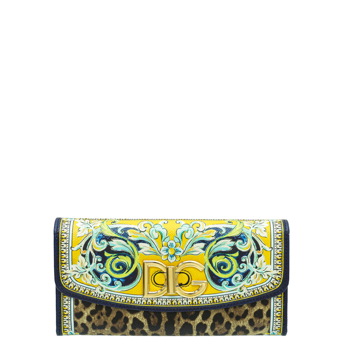 Dolce & Gabbana Multicolor Leopard Majolica DG Continental Wallet