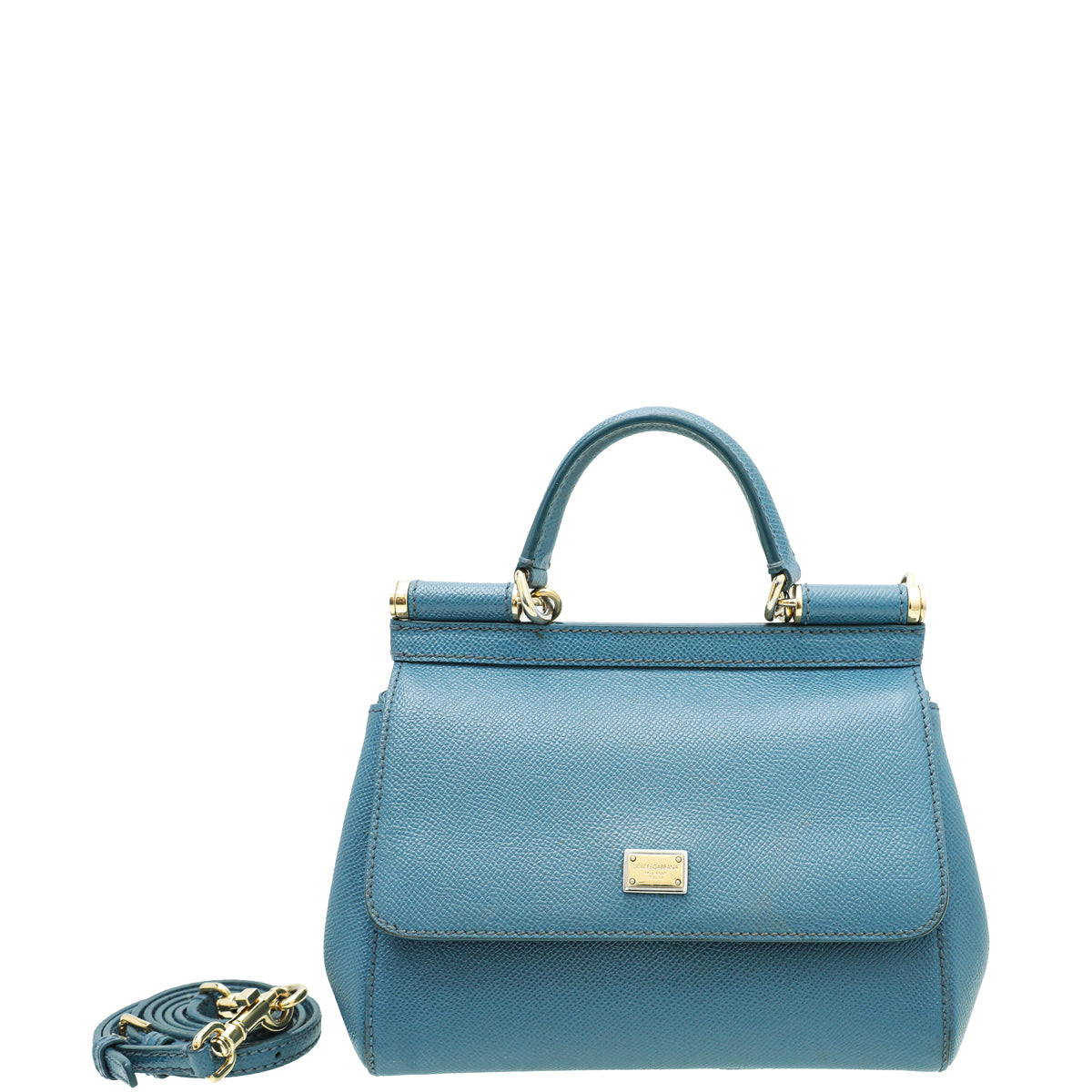 Dolce & Gabbana Pale Blue Dauphine Sicily Small Bag-Dolce & Gabbana-THE CLOSET