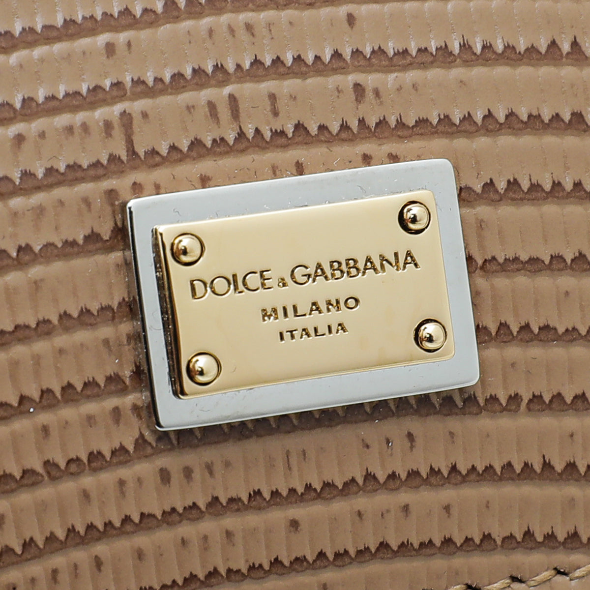 Dolce & Gabbana Camel Iguana Print Sicily Small Bag