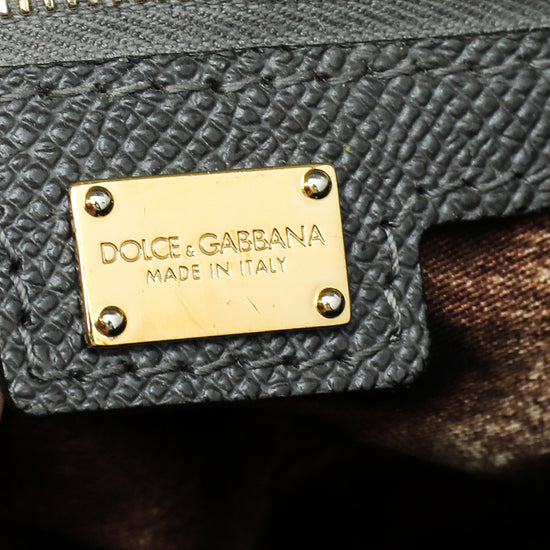 Dolce & Gabbana - Sicily Medium Metallic Dauphine Leather Silver