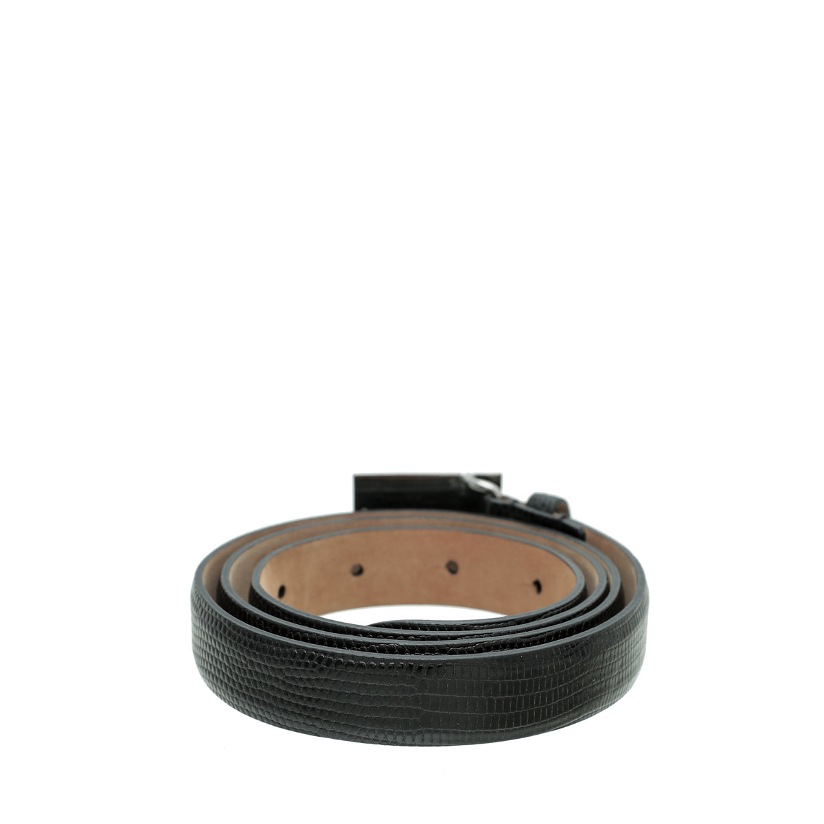 Dolce & Gabbana Black Lizard Embossed Logo Buckle 20mm Belt 34-Dolce & Gabbana-THE CLOSET