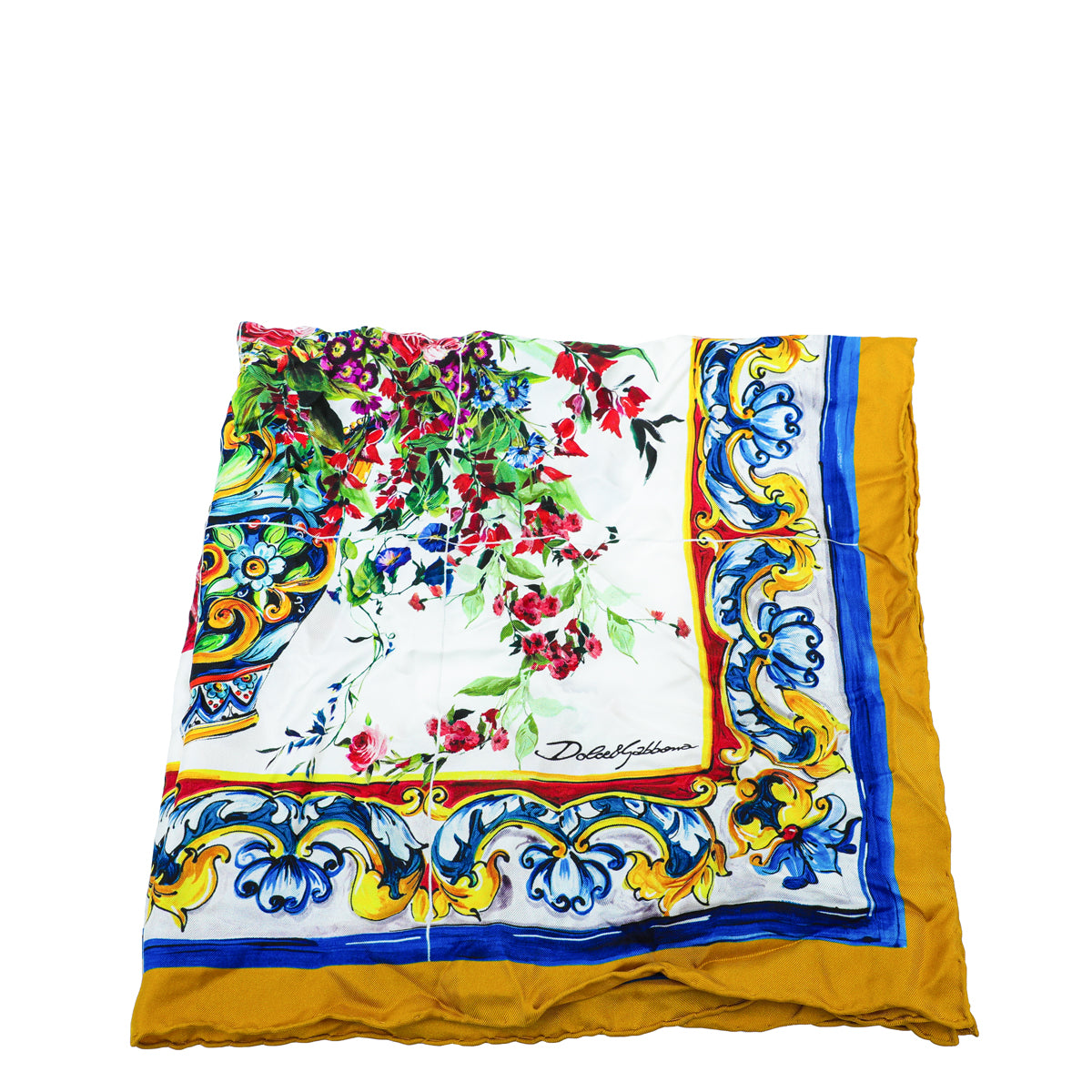 Dolce & Gabbana Multicolor Floral Print Silk Square Scarf-Dolce & Gabbana-THE CLOSET