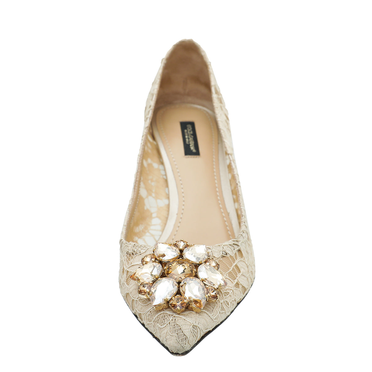 Dolce & Gabbana Nude Lace Bellucci Crystal Lace Pumps 39.5-Dolce & Gabbana-THE CLOSET