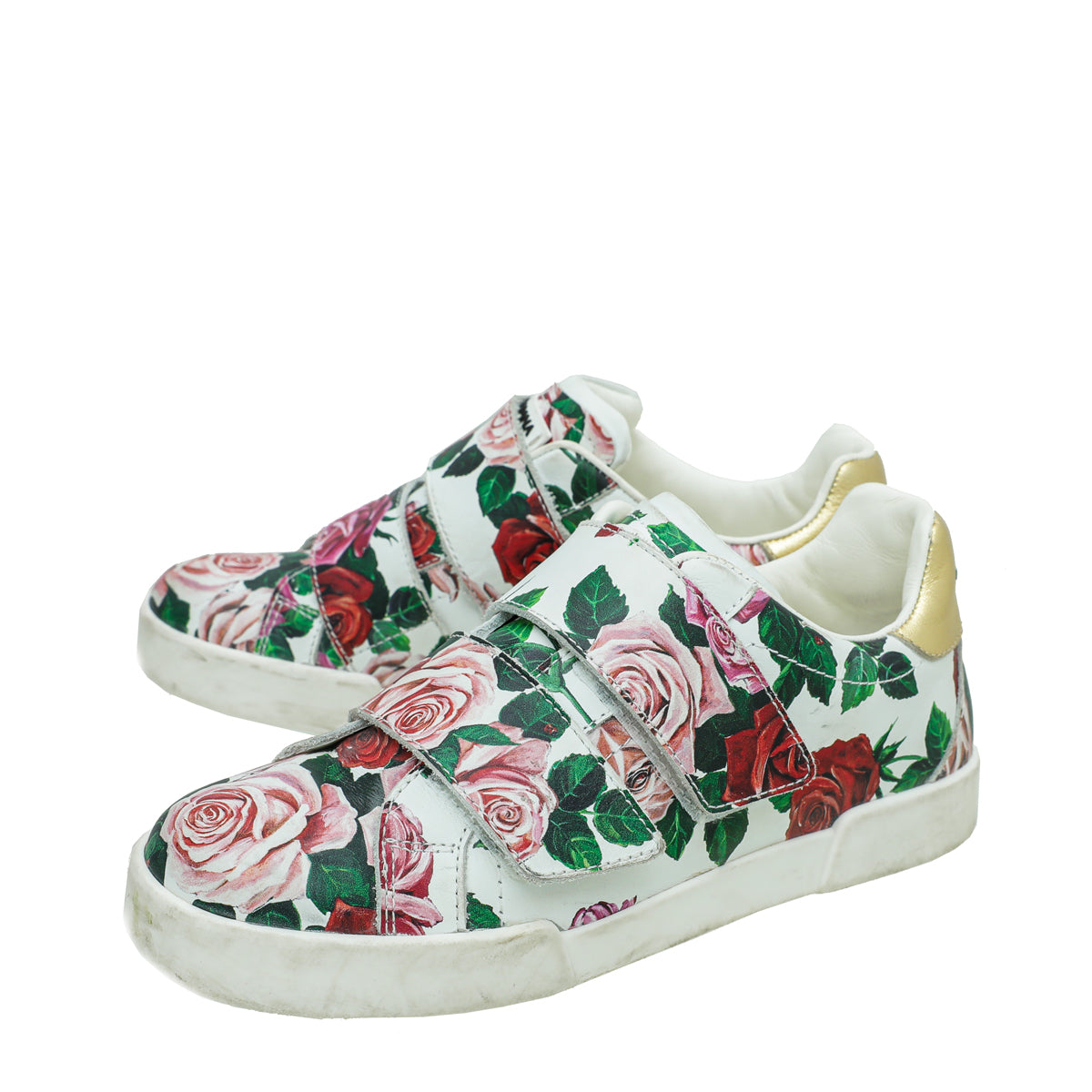 Dolce & Gabbana White Multicolor Floral Print Velcro Sneaker 34-Dolce & Gabbana-THE CLOSET
