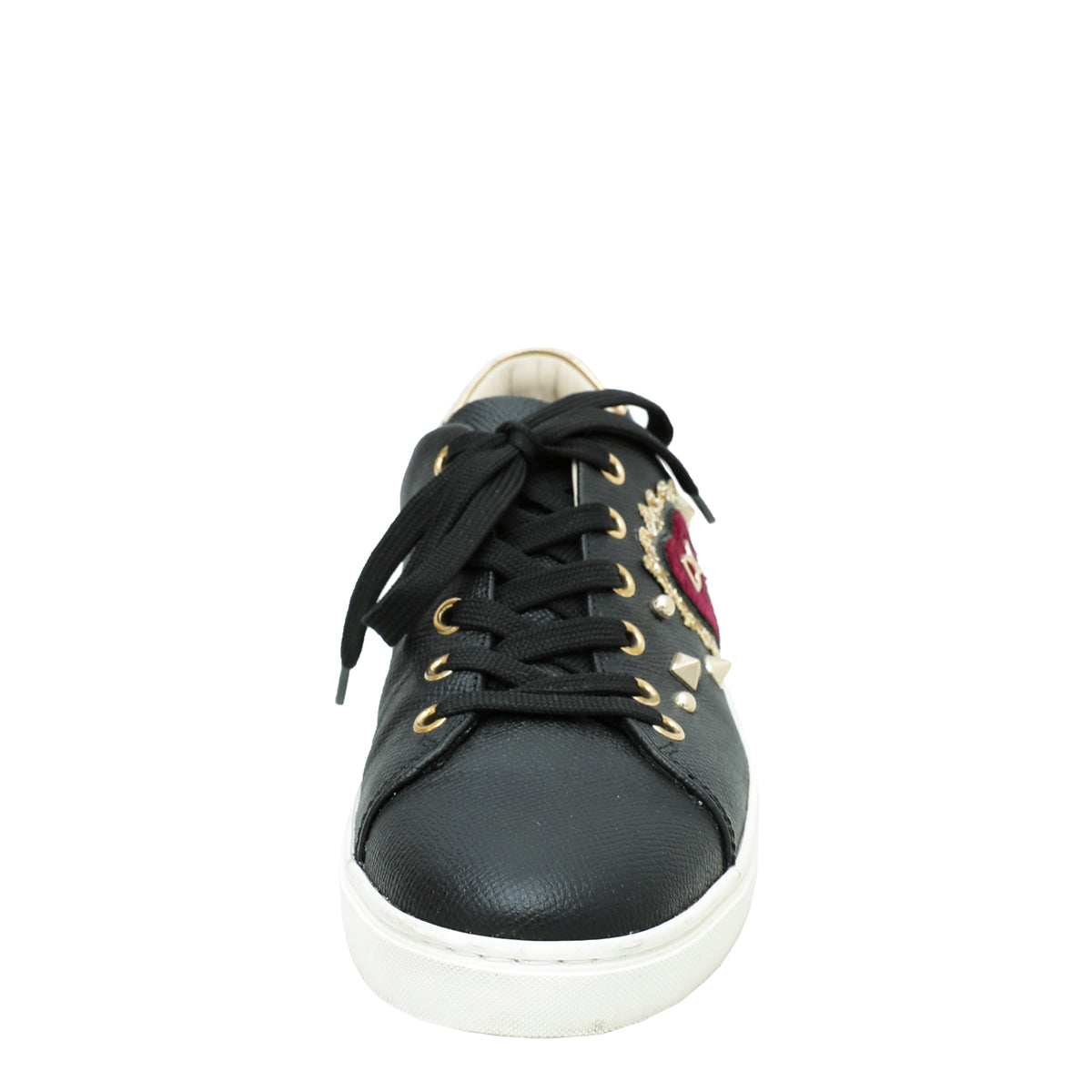 Dolce & Gabbana Bicolor Heart Lace Up Low Top Sneakers 38