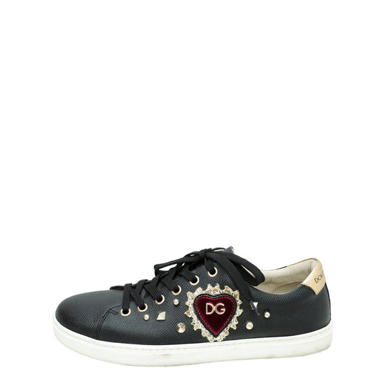 Dolce & Gabbana Bicolor Heart Lace Up Low Top Sneakers 38