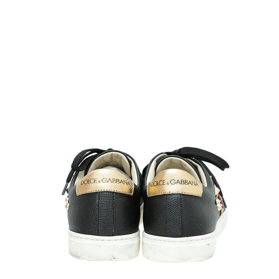 Dolce & Gabbana Bicolor Heart Lace Up Low Top Sneakers 38