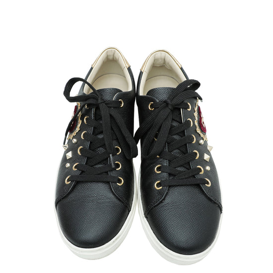 Dolce & Gabbana Bicolor Heart Lace Up Low Top Sneakers 38