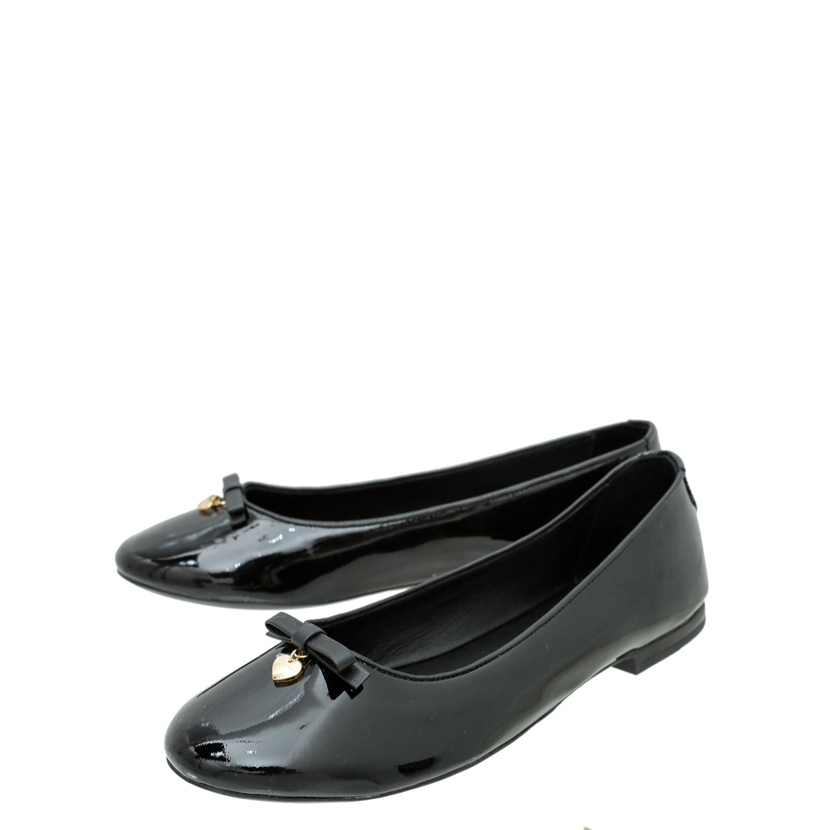 Dolce & Gabbana Black Heart Bow Flat Ballerina 37-Dolce & Gabbana-THE CLOSET
