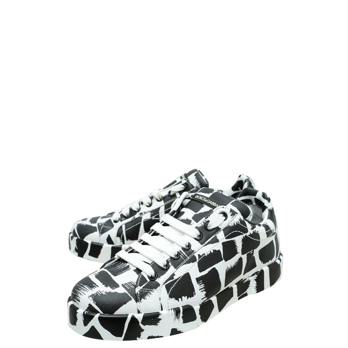 Dolce & Gabbana Bicolor Printed Portofino Sneakers 39-Dolce & Gabbana-THE CLOSET