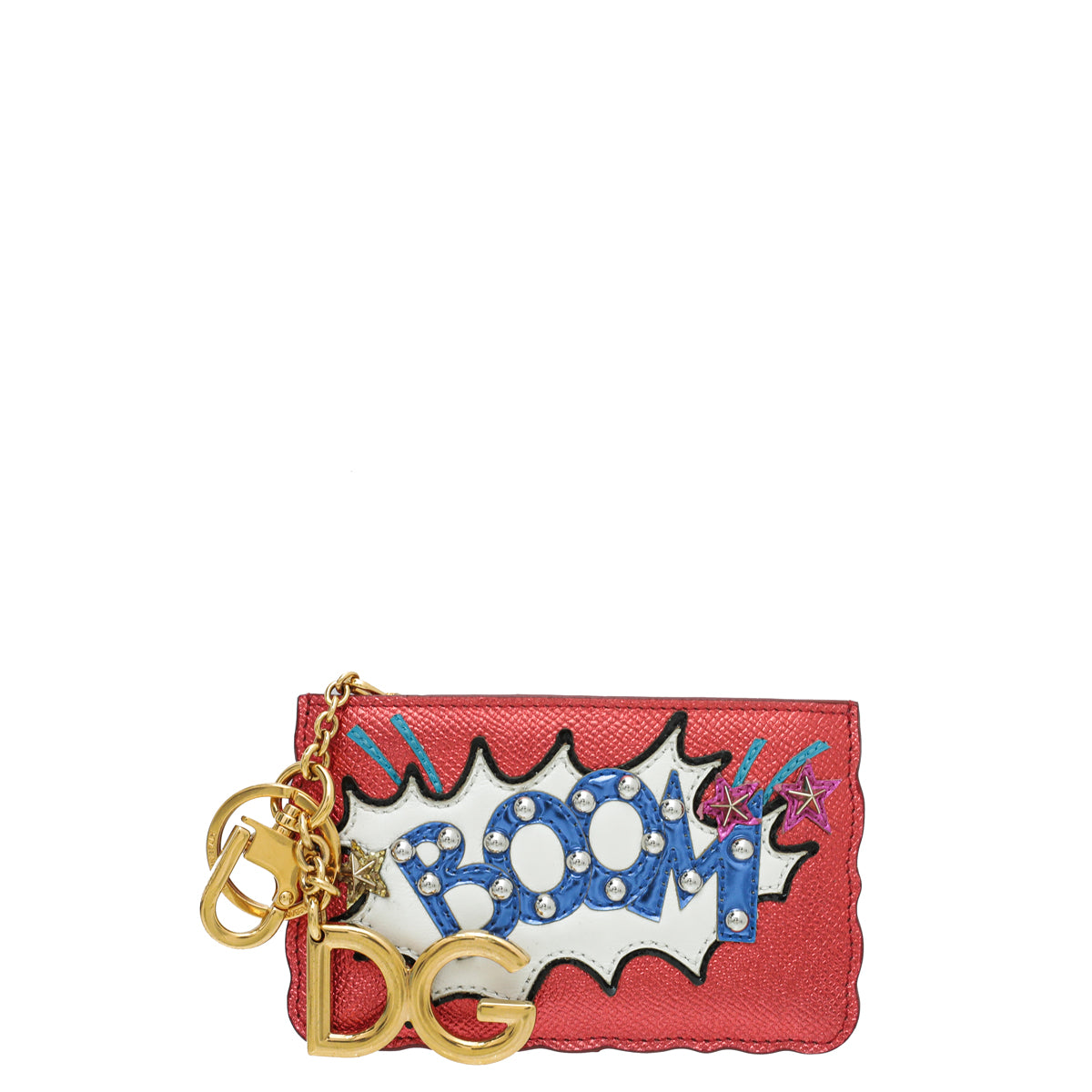 Dolce & Gabbana Metallic Red Multicolor "Boom" Key Ring Wallet-Dolce & Gabbana-THE CLOSET