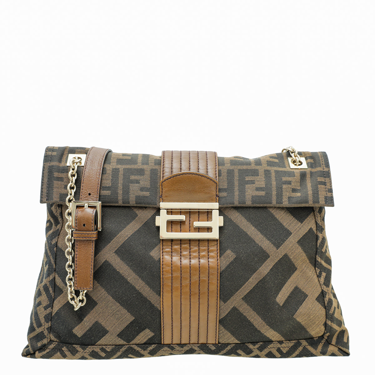 Fendi Tobacco Zucca Baguette Maxi Flap Bag-Fendi-THE CLOSET