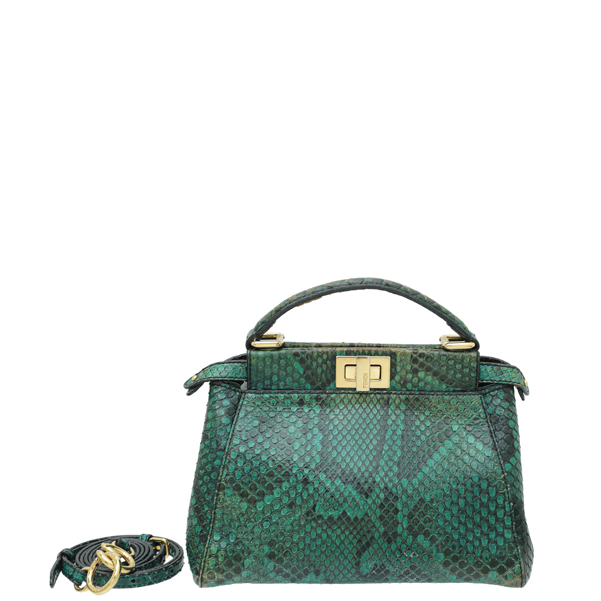 Fendi Green Python Iconic Peekaboo Mini Bag-Fendi-THE CLOSET