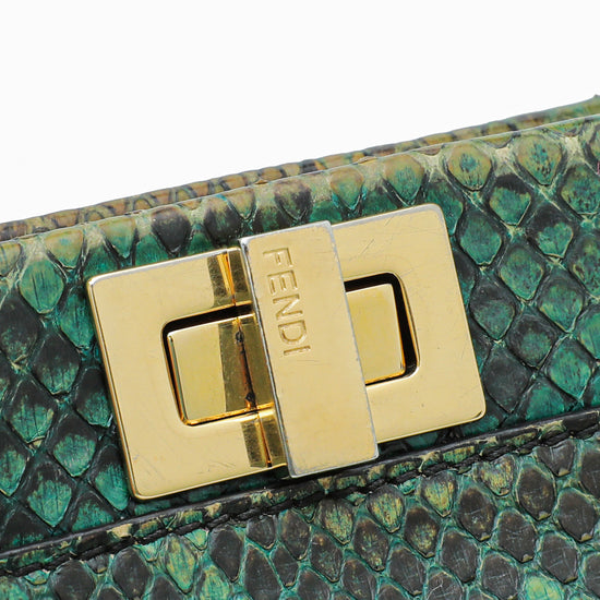 Fendi Green Python Iconic Peekaboo Mini Bag