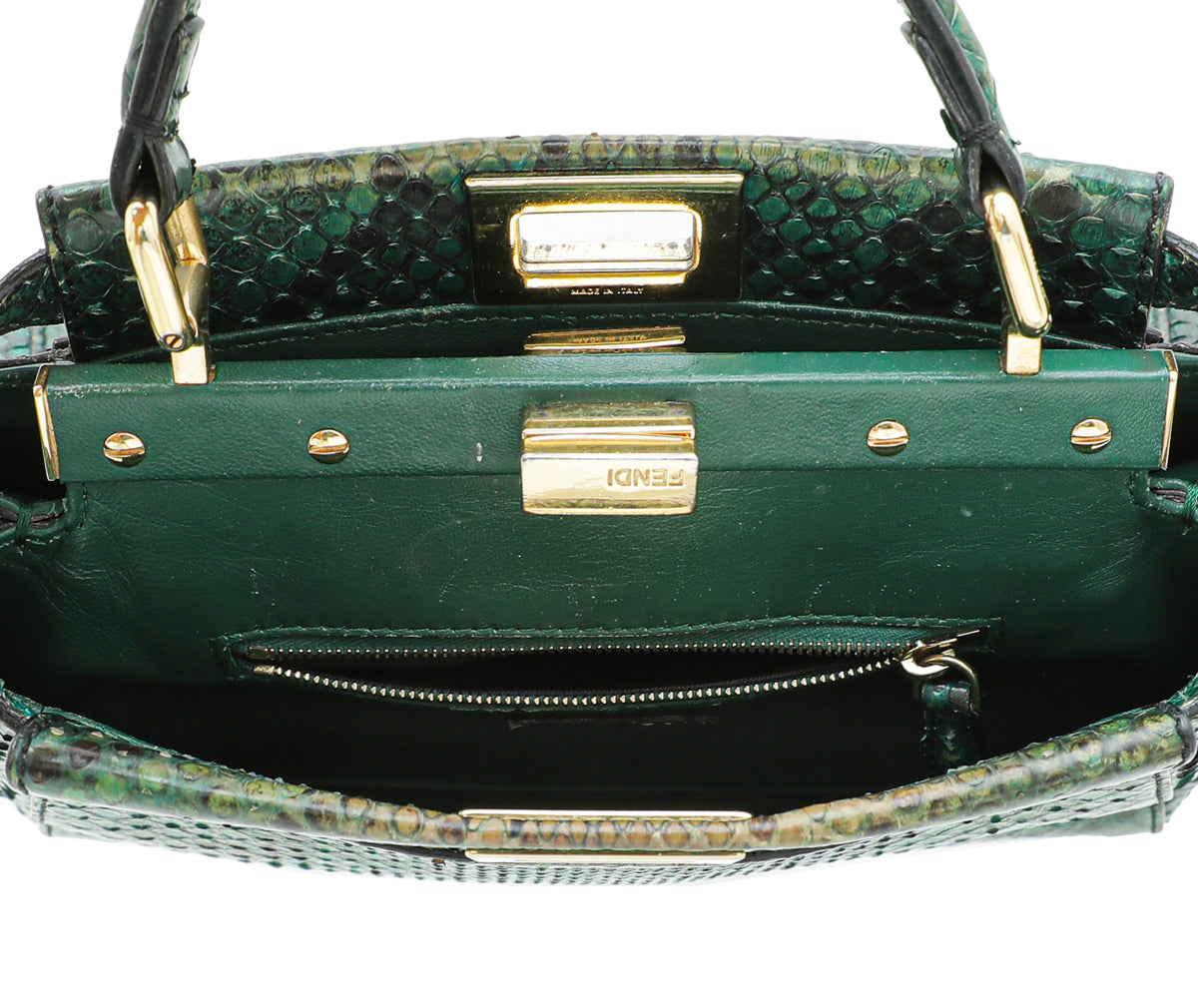 Fendi Green Python Iconic Peekaboo Mini Bag – THE CLOSET