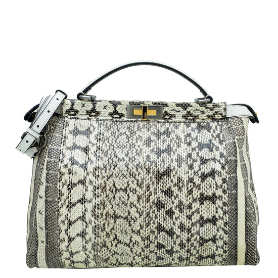 Fendi Iconic Peekaboo Stone Gray Leather Skin Tote Handbag, 46% OFF