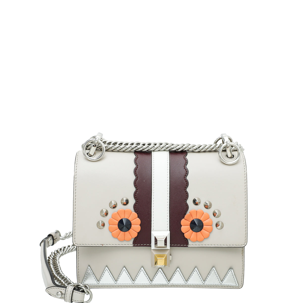 Fendi Light Beige Multicolor Kan I Monster Eye Small Flap Chain Bag-Fendi-THE CLOSET
