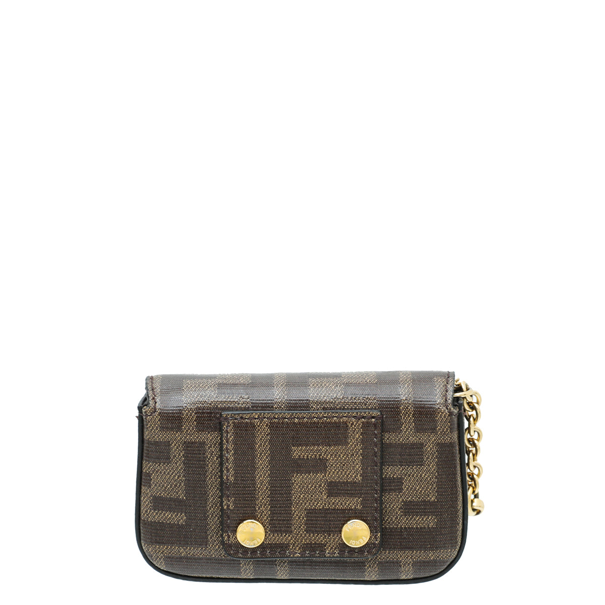 Fendi Brown FF 1974 Nano Baguette Charm W/ Chain-Fendi-THE CLOSET
