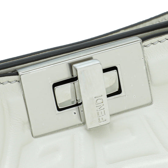 Fendi White FF Embossed Peekaboo ISeeU Mini Bag