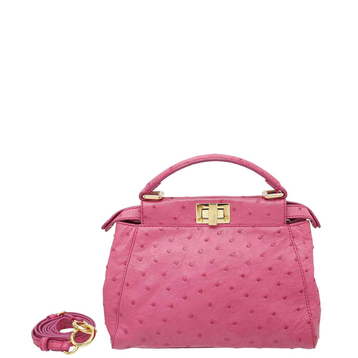 Fendi Fuchsia Ostrich Mini Peekaboo Bag-Fendi-THE CLOSET