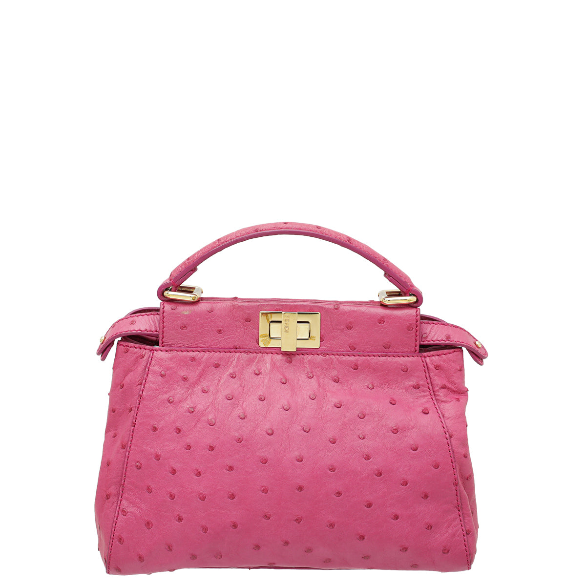 Fendi Fuchsia Ostrich Mini Peekaboo Bag-Fendi-THE CLOSET