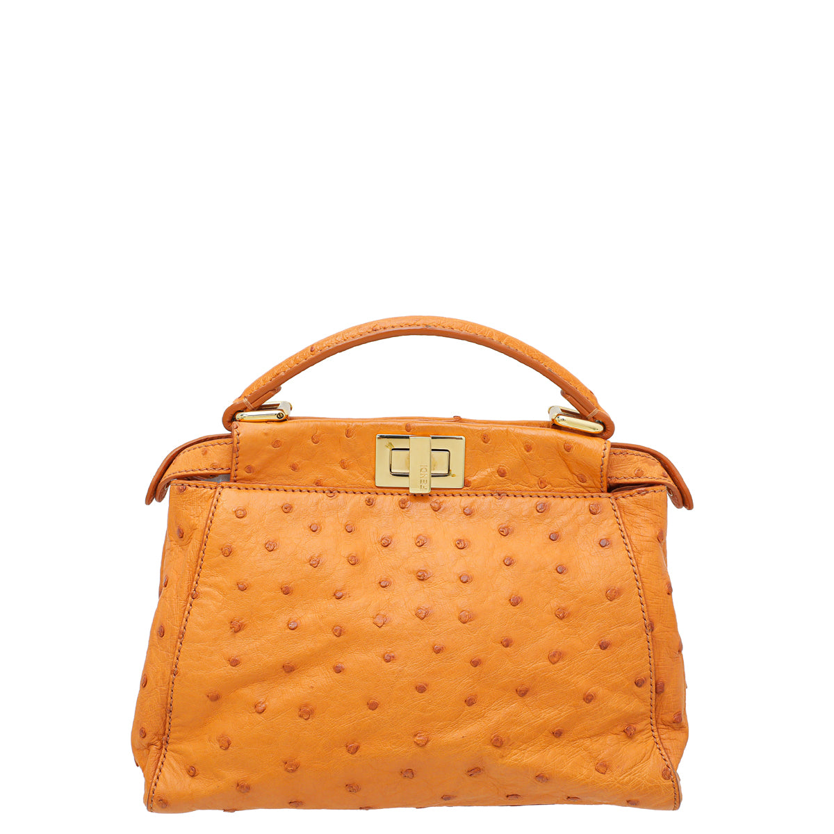 Fendi Orange Ostrich Mini Peekaboo Bag-Fendi-THE CLOSET