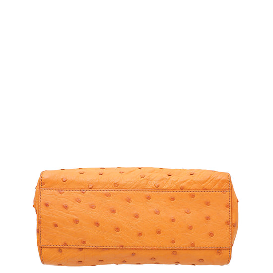 Fendi Orange Ostrich Mini Peekaboo Bag